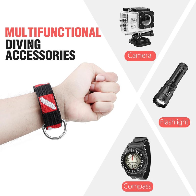 Dawitrly Wrist Strap, Adjustable Wristband with Stainless Steel D Ring, Suitable for Dive Lights, Flashlights, Cameras, Compass, Dive Slates, for Divers and Snorkelers (2 Pack) - Image 4